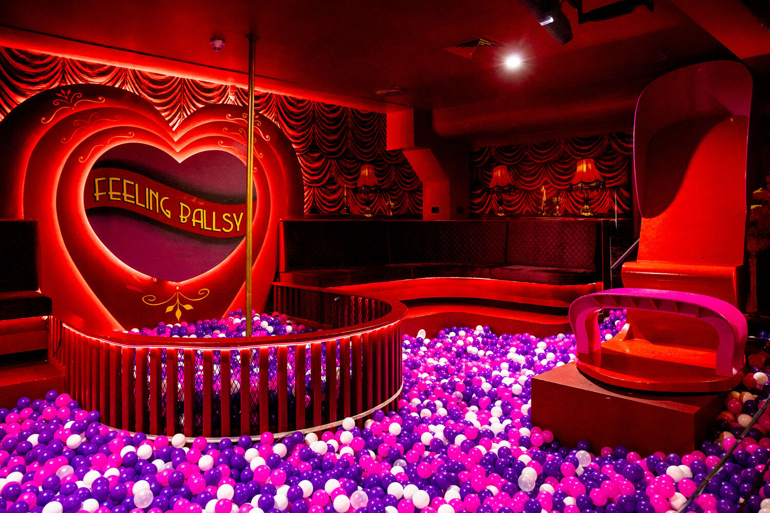 Burlesque Inspired Private Room & Function Space for Birthdays, Corporate Bookings, Special Events with Darts, Ball Pit, Karaoke, Private Bar, Dancing Pole | Food & Drinks |  Melbourne